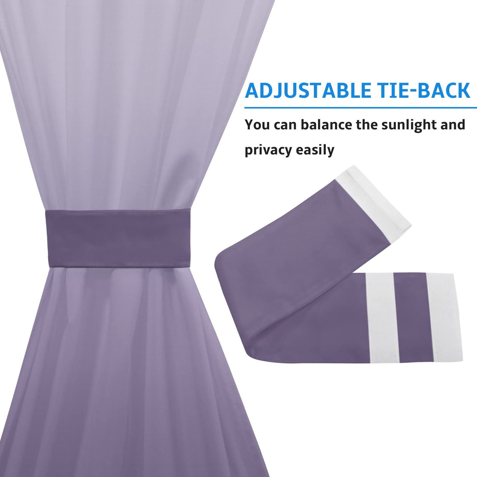 Gradient Purple Abstract Art Door Curtains - Elegant French Sidelight Window Drapes with Tiebacks for Front/Back Doors | 25