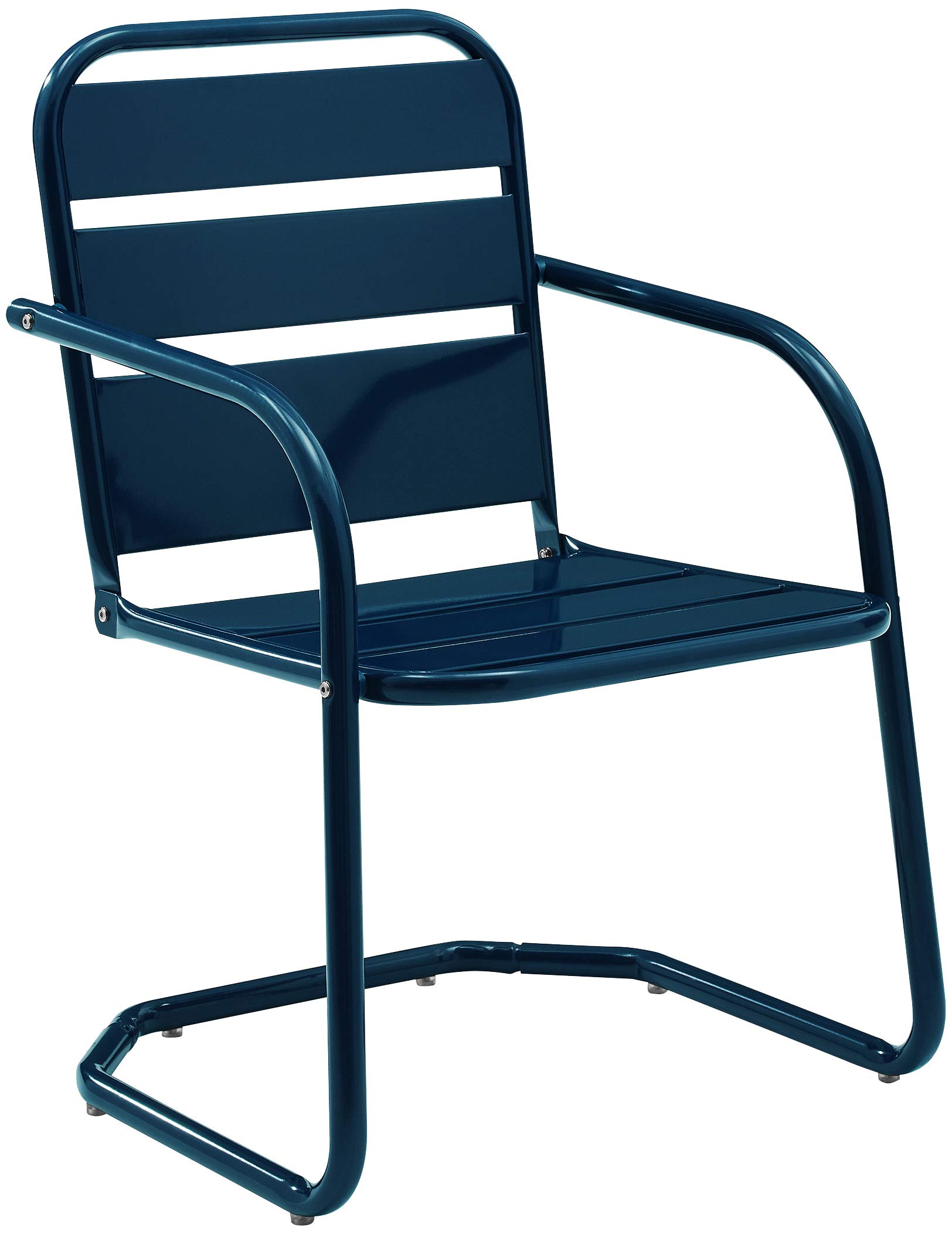 Crosley Brighton 3-Piece Outdoor Patio Set - Retro Metal Chairs and Side Table in Navy Blue | Perfect for Garden, Backyard, Poolside & Balcony Relaxation
