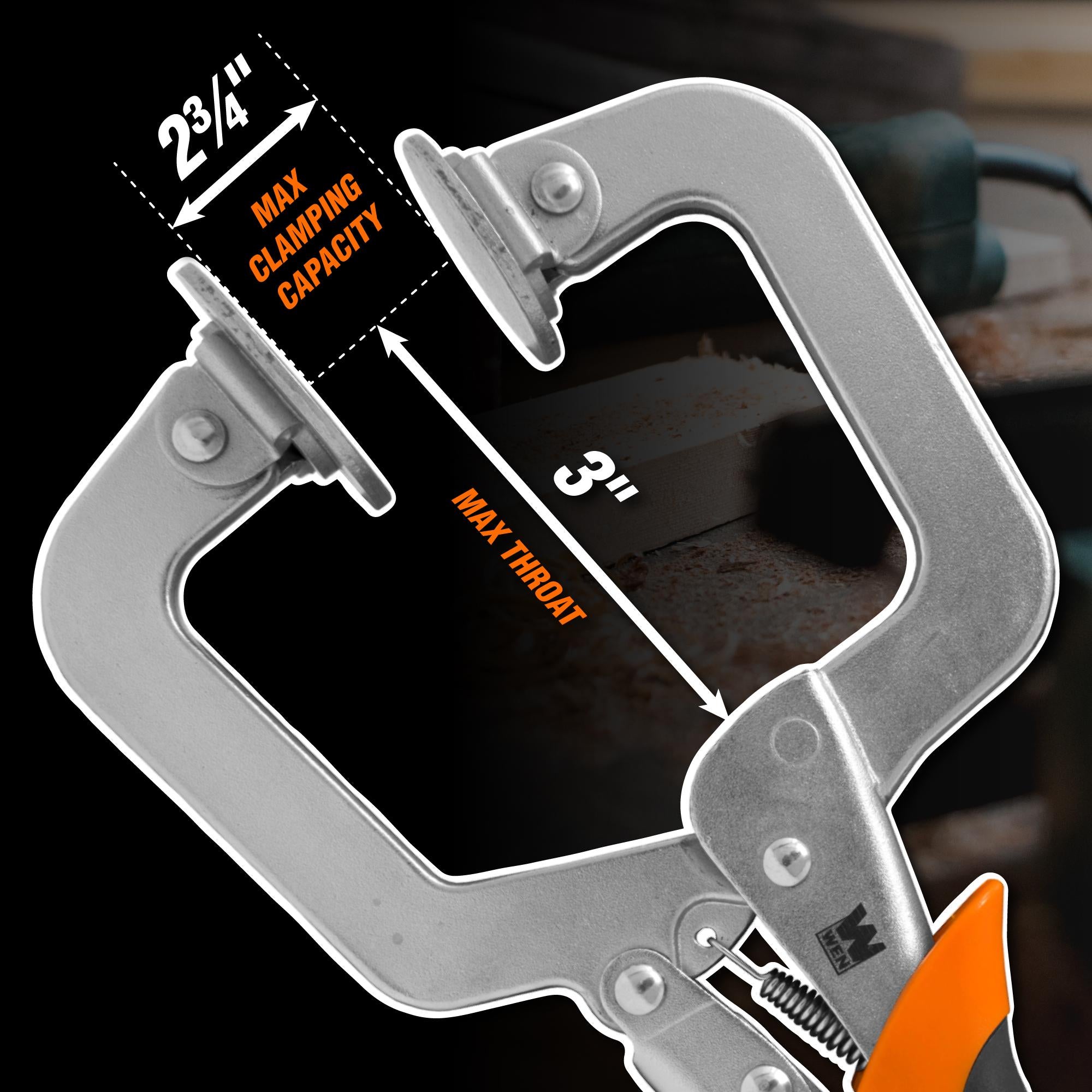 WEN CL327F 3 Inch Face Clamp for Woodworking, Pocket Hole Joinery, Cabinet Making - Perfect for DIY Projects and Professional Carpentry