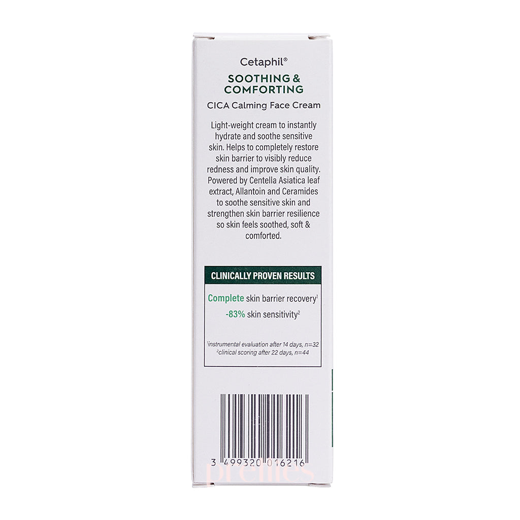 Cetaphil Soothing & Comforting CICA Calming Face Cream 45ml - Sensitive Skin Moisturizer for Dry, Irritated Skin - Perfect for Daily Skincare Routine & Post-Procedure Care