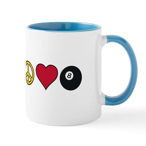 White/Blue Inside - Peace Heart Billiards Mugs