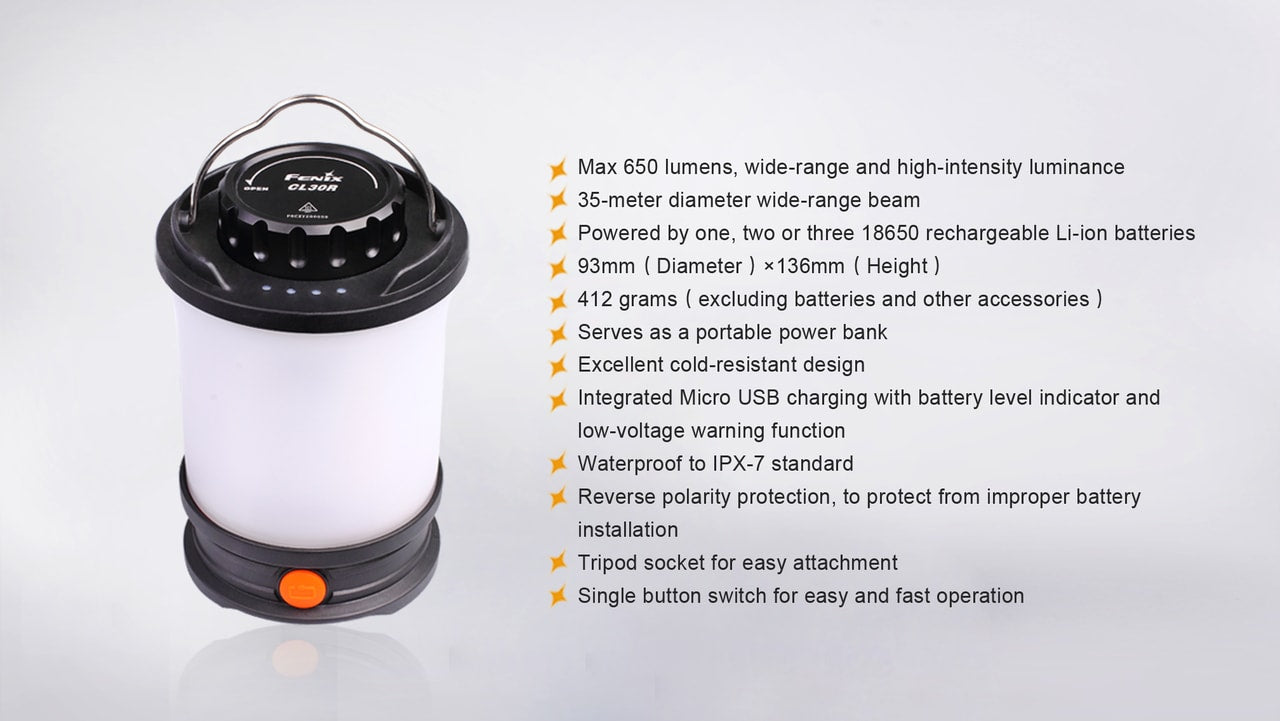 Fenix CL30R Rechargeable LED Camping Lantern - 3000 Lumen Waterproof Outdoor Light for Hiking, Emergency, Power Outage & Backpacking