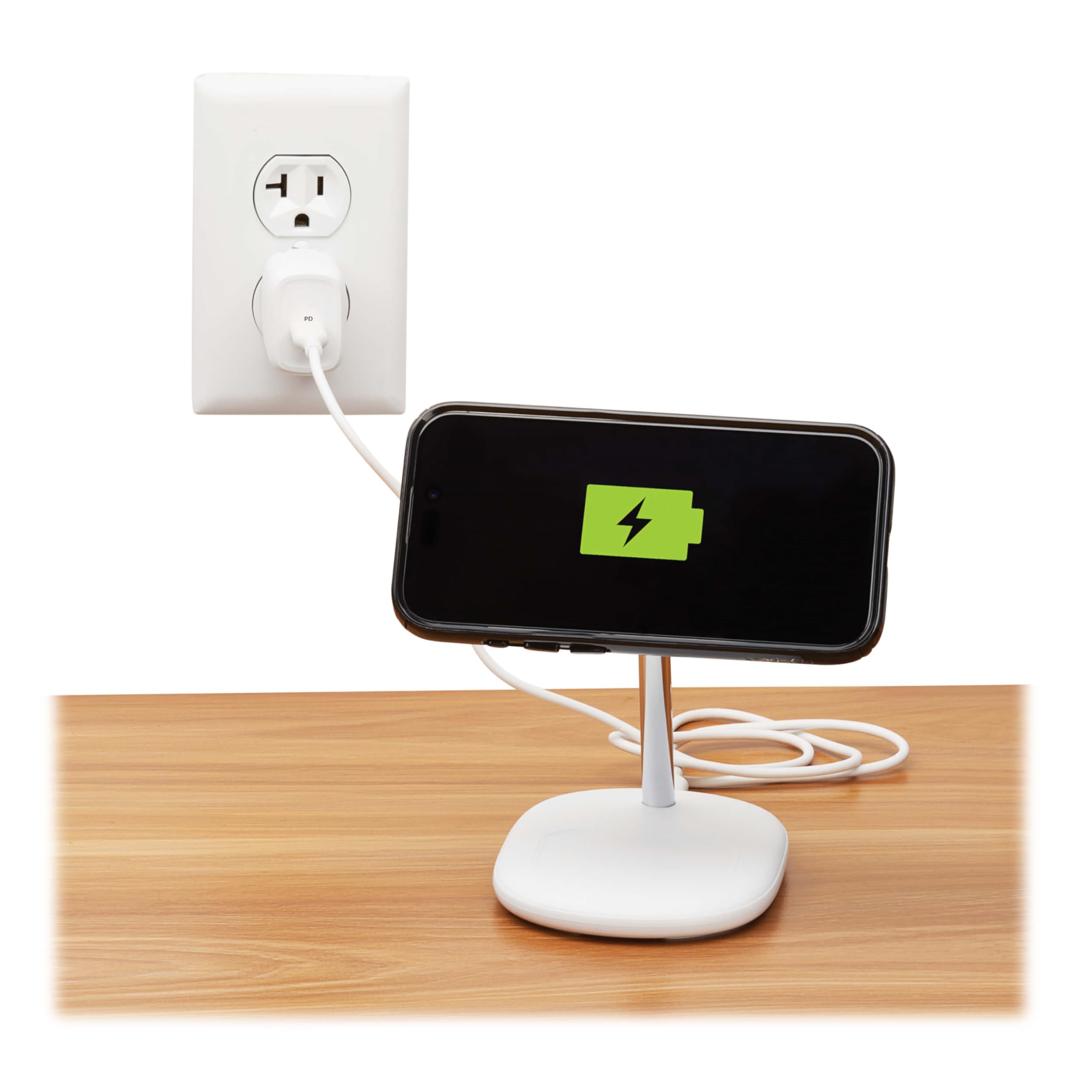 Eaton Tripp Lite 20W Magnetic Wireless Charger Stand - MFi Certified MagSafe Charging for iPhone 14/13/12 & AirPods - Adjustable Phone Stand with 3ft Cable - White (U280MS-2N1-WH) | Perfect for Office, Bedside & Travel Charging
