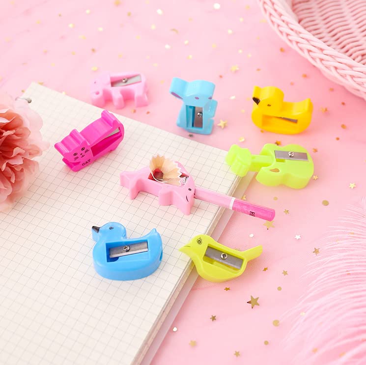 50 Pcs Bulk Cartoon Animal Shaped Plastic Pencil Sharpeners - Single Hole Manual Handheld Sharpener for School, Office & Home - Perfect for Classrooms, Art Projects and Office Supplies