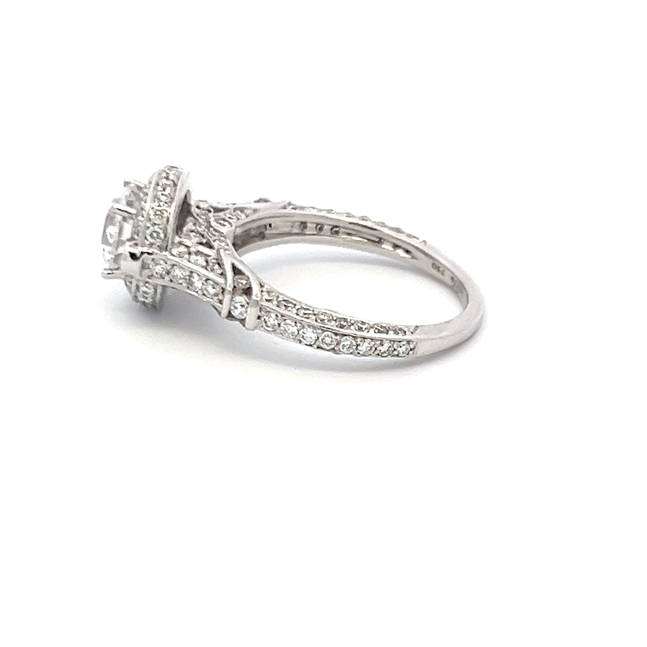 1.03 Carat Round Brilliant Diamond & 1.00 Carat CZ 18K White Gold Semi Mount Engagement Ring - Perfect for Wedding, Proposal, Anniversary Gifts