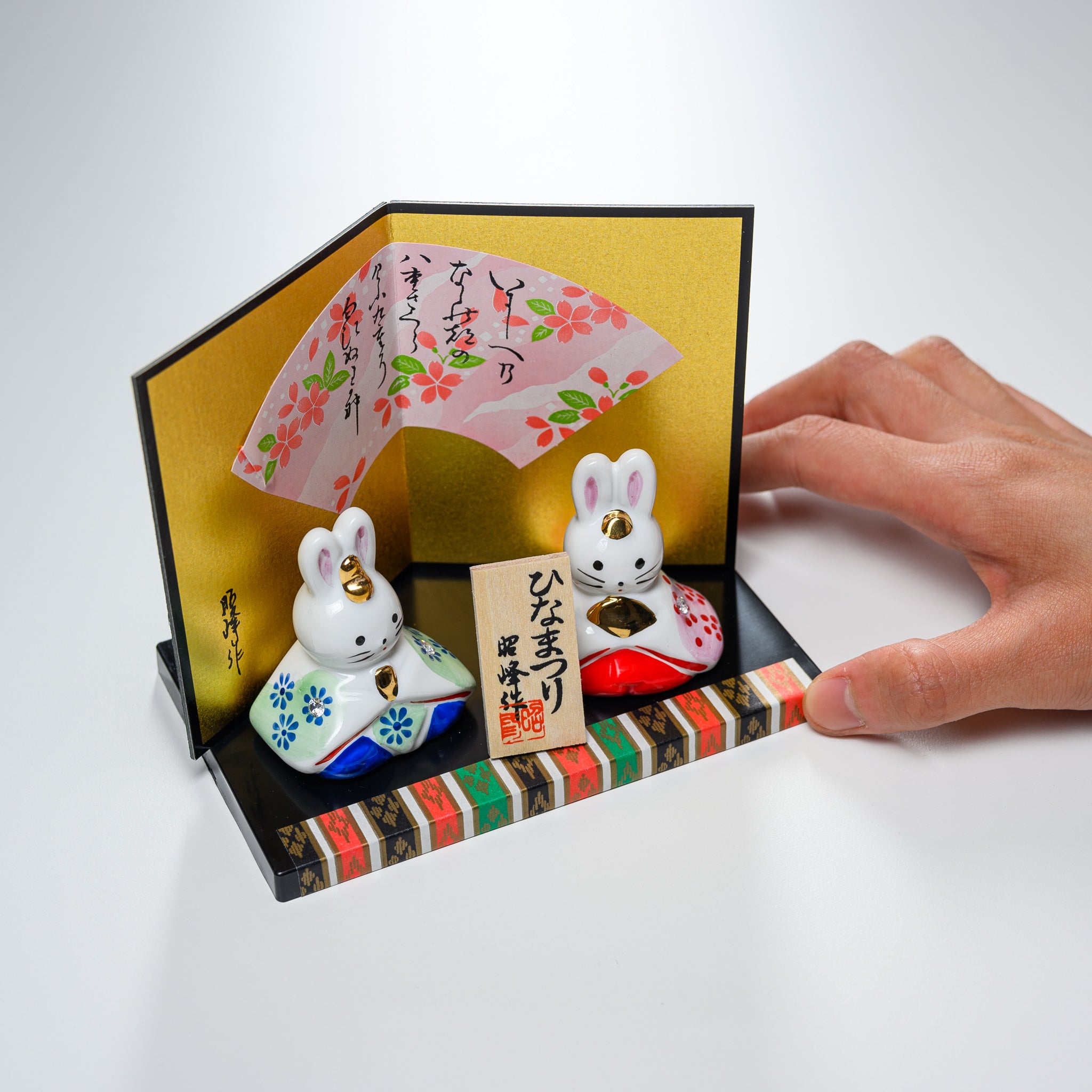 Seto Ware Japanese Lucky Rabbit Hina Doll - Traditional Ceramic Ornament for Hina Matsuri (Girls' Day Festival) | Home Decor, Gift for Spring Celebrations