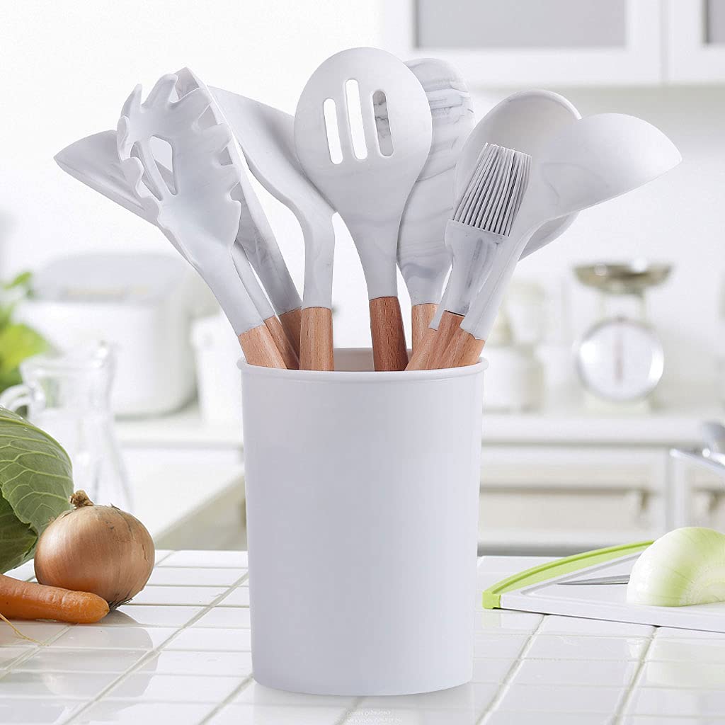 Premium 12-Piece Silicone Cooking Utensil Set with Wooden Handles - Non-Stick, Heat Resistant & BPA Free Kitchen Tools for Baking, Frying & Sauteing - Ideal Gift for Home Chefs & Cooking Enthusiasts