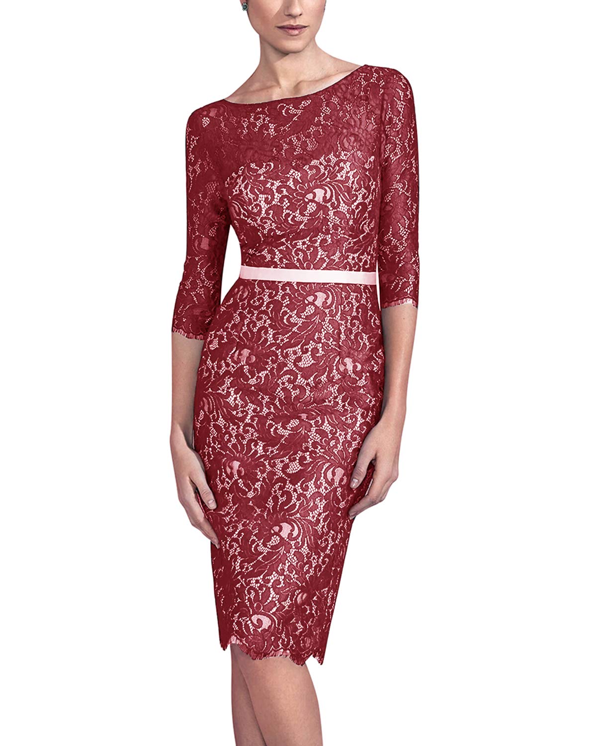 Elegant Lace Mother of The Bride Dress Tea Length Sheath Formal Gown for Wedding, Church, and Special Occasions | Newdeve Collection