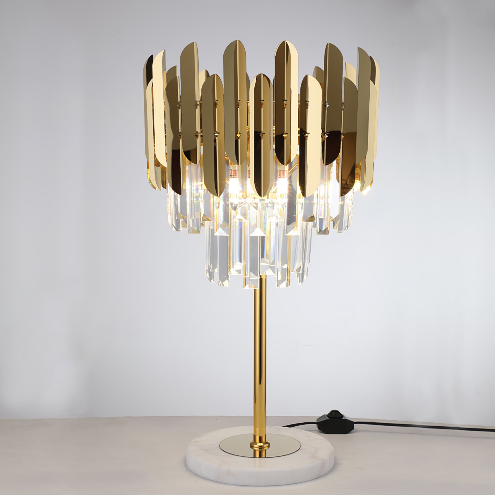 Elegant Crystal Marble LED Desk Lamp - Modern Office & Study Table Light for Home, Bedroom, Dorm - Perfect for Reading, Working & Decor