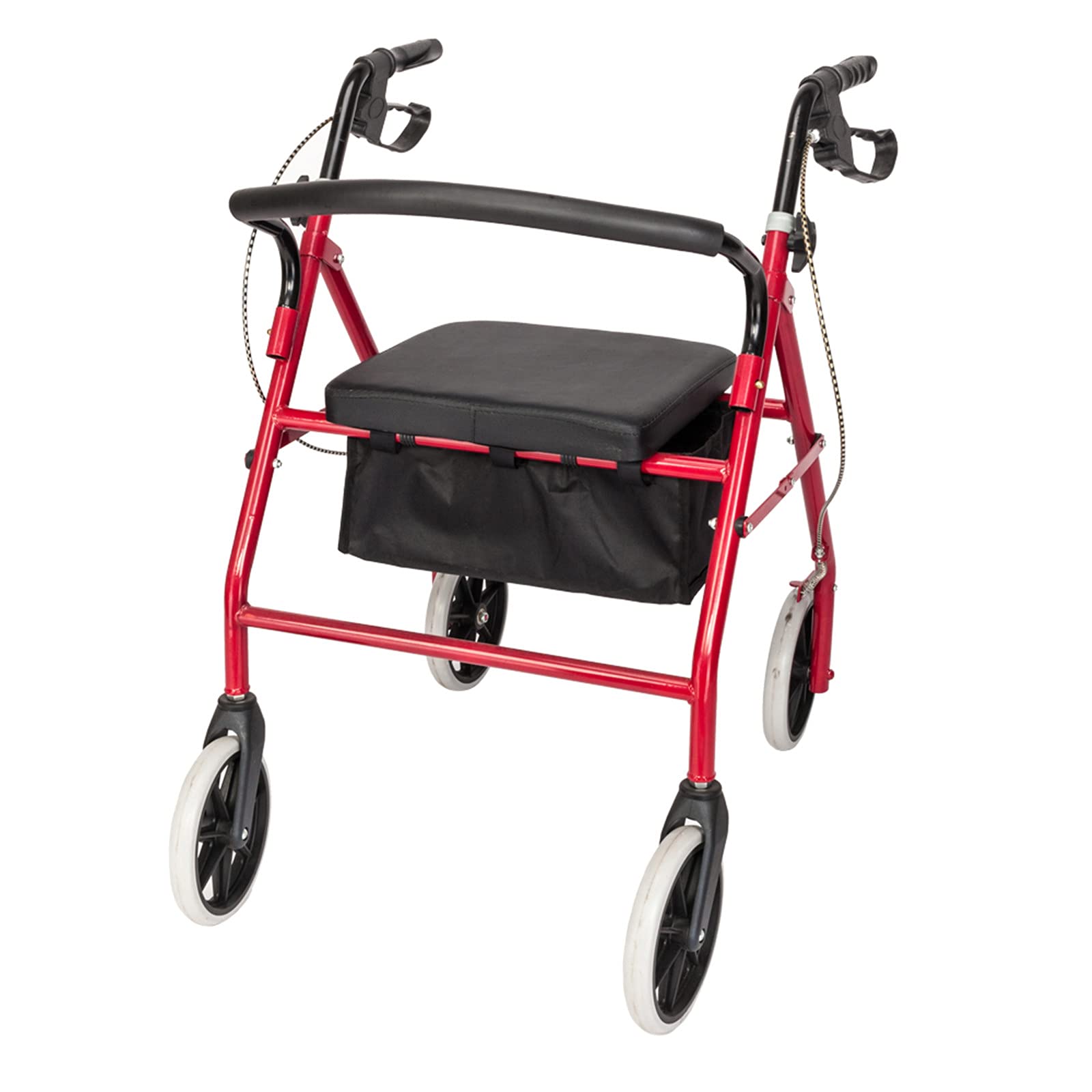 GT4-LY Heavy Duty Rolling Walker with Wheels - Black & Red - Ideal for Seniors & Mobility Assistance - Indoor & Outdoor Use