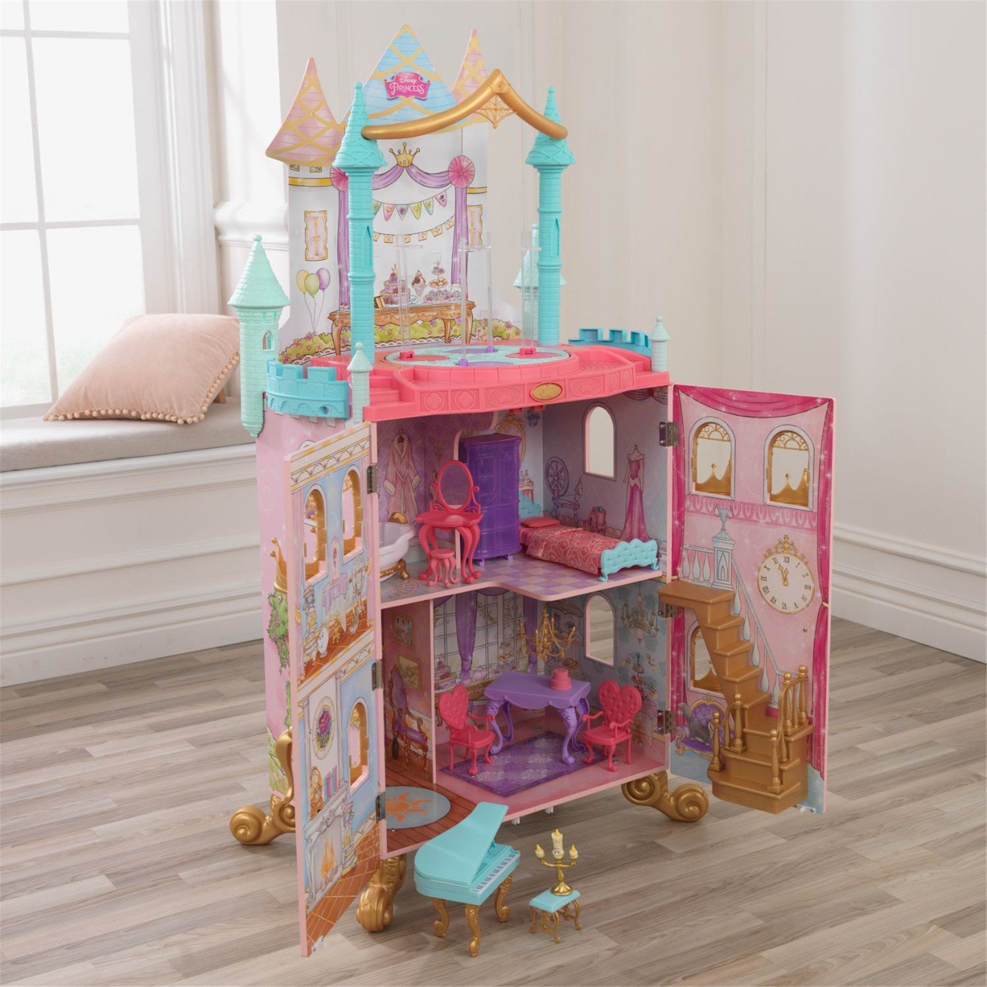 KidKraft Disney Princess Dance & Dream Dollhouse - Large Wooden Doll House with Furniture for Kids Ages 3+ | Perfect for Imaginative Play & Disney Princess Themed Birthday Gifts