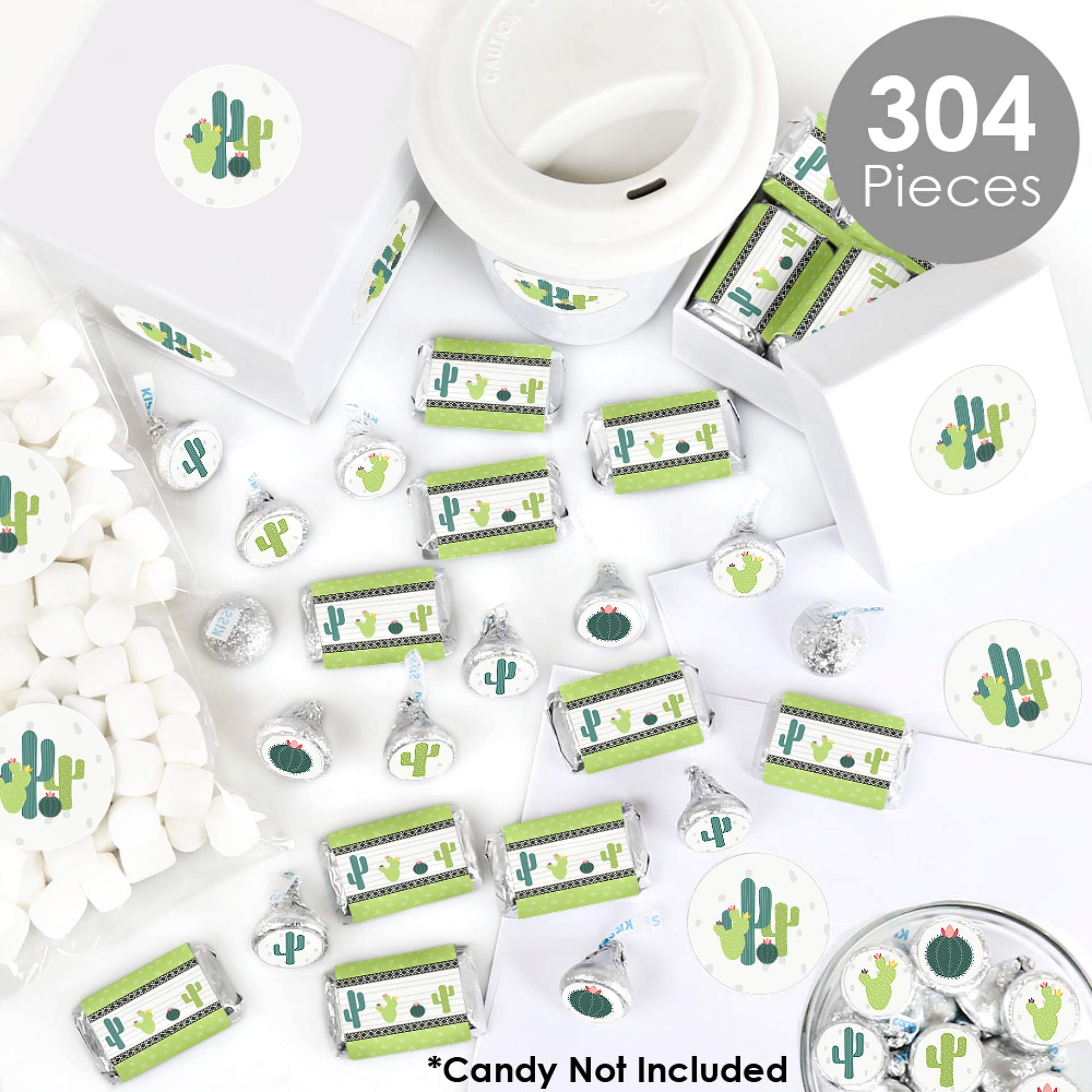 Big Dot of Happiness Prickly Cactus Party Supplies - 304-Piece Candy Bar Wrappers, Round Stickers & Favor Kit for Fiesta Celebrations - Perfect for Birthday Parties, Baby Showers & Mexican-Themed Events