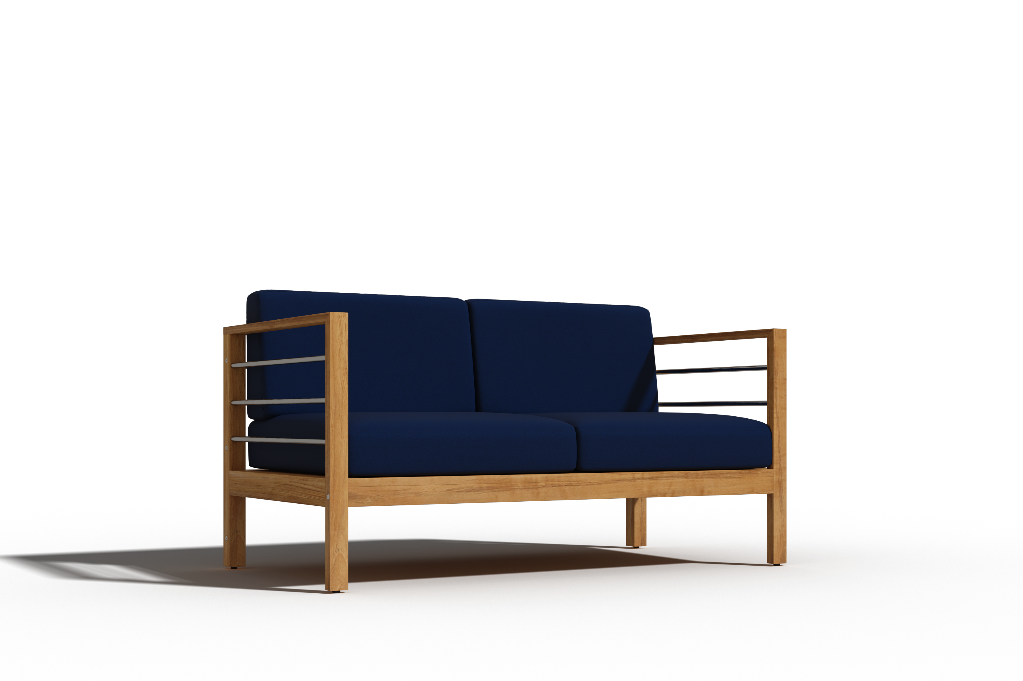 Premium 4-Piece Teak Outdoor Patio Deep Seating Set with Sunbrella Navy Cushions - Perfect for Backyard, Garden, Poolside & Patio Relaxation