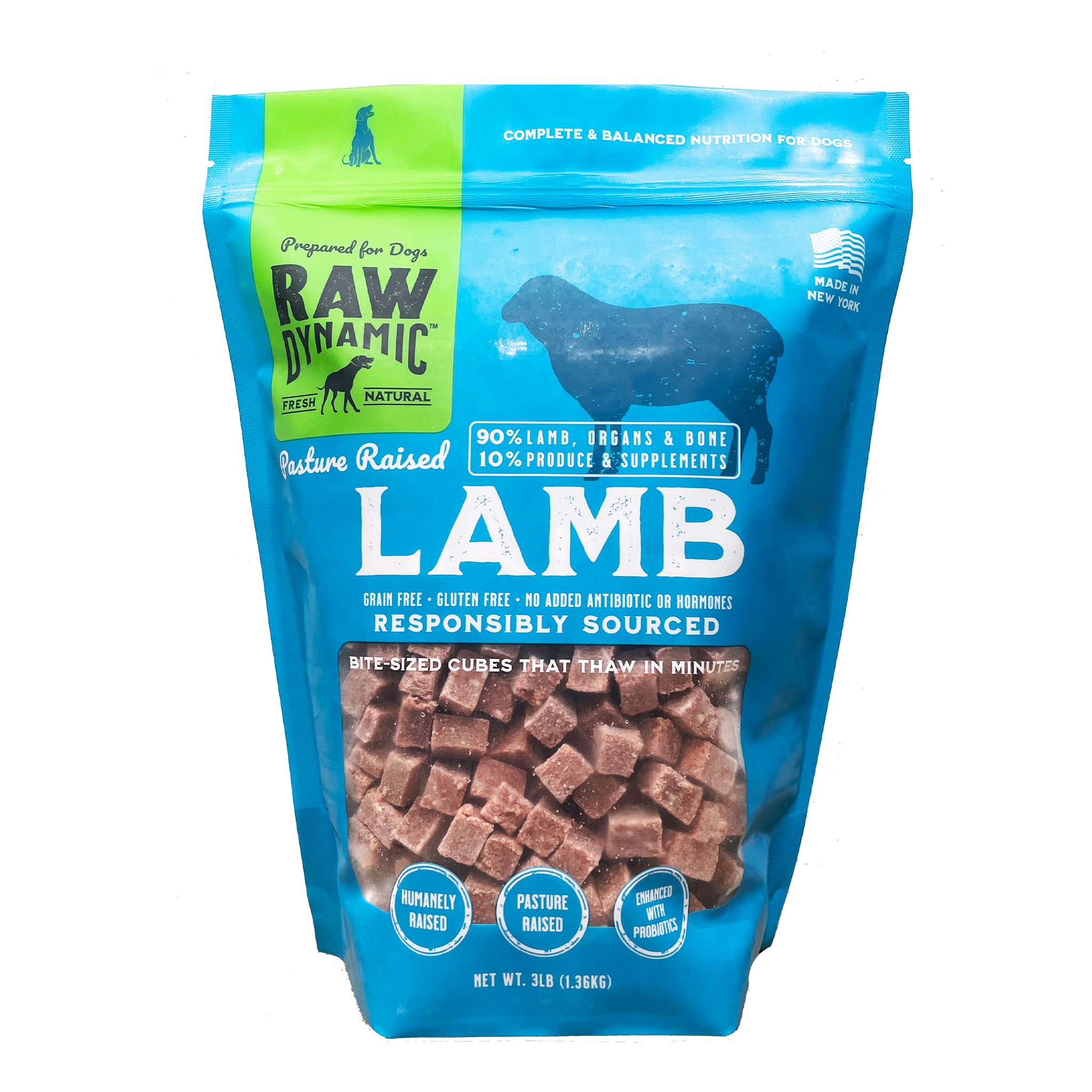 Premium Raw Frozen Lamb Cubes for Dogs - High Protein Natural Dog Treats - Perfect for Training, Chewing & Dental Health