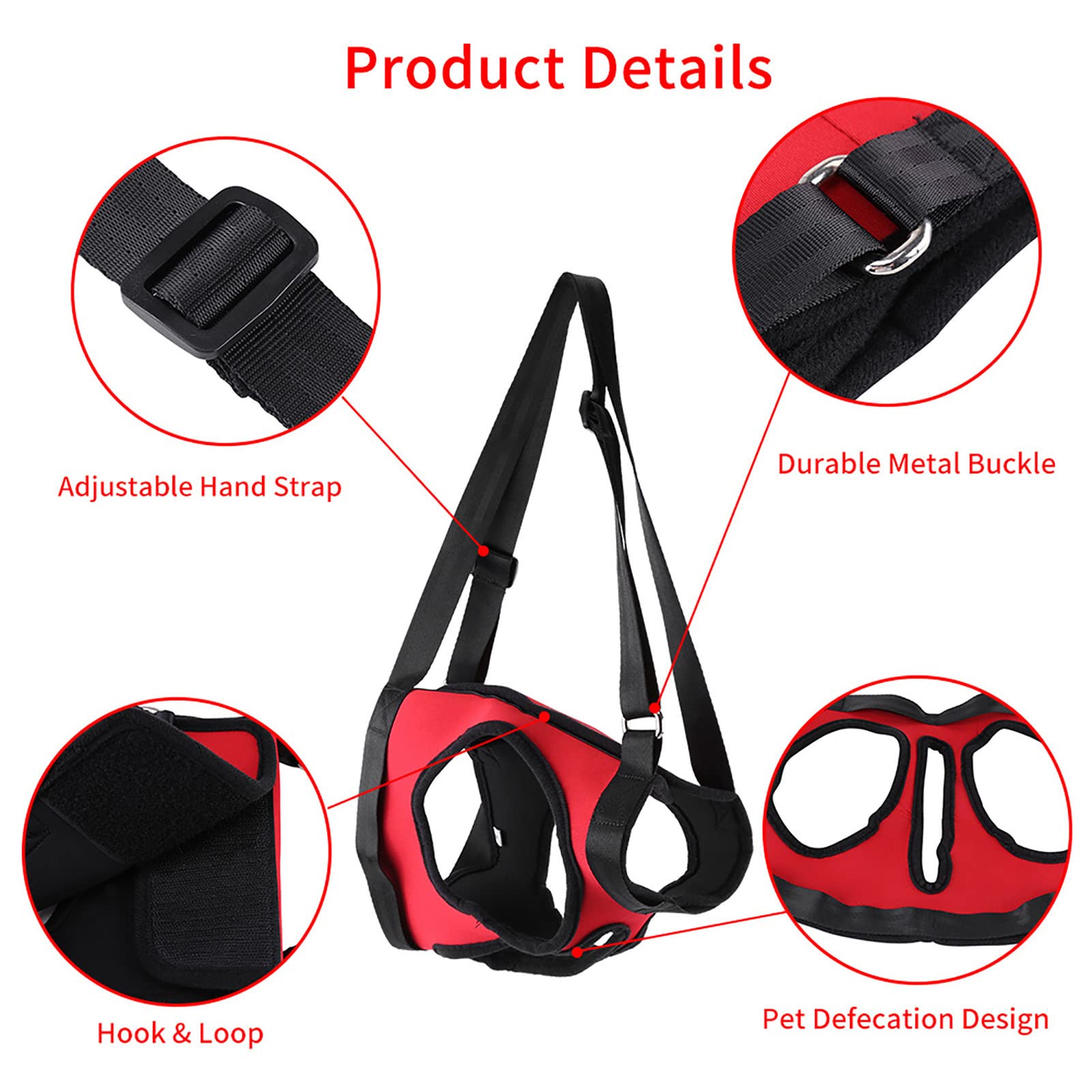 Oumefar Dog Lift Harness - Adjustable Pet Support Sling for Large & Medium Dogs - Front & Back Support Vest for Walking Aid, Mobility Assistance, Post-Surgery Recovery - Perfect for Elderly, Injured or Disabled Dogs