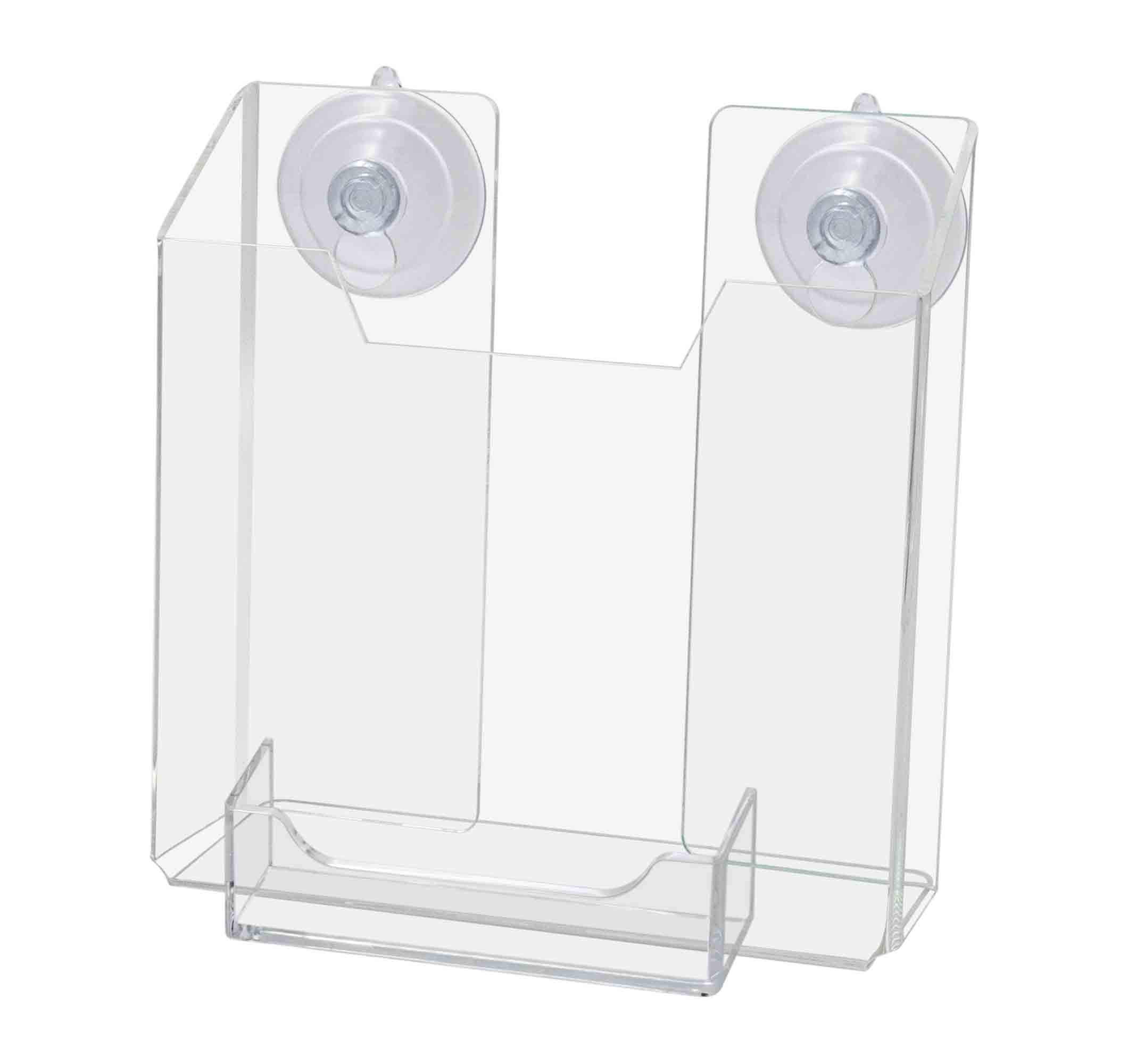 4 Pack Clear Acrylic Suction Cup Brochure Holders - Vertical Bifold Window & Glass Wall Display Caddy for 5.5