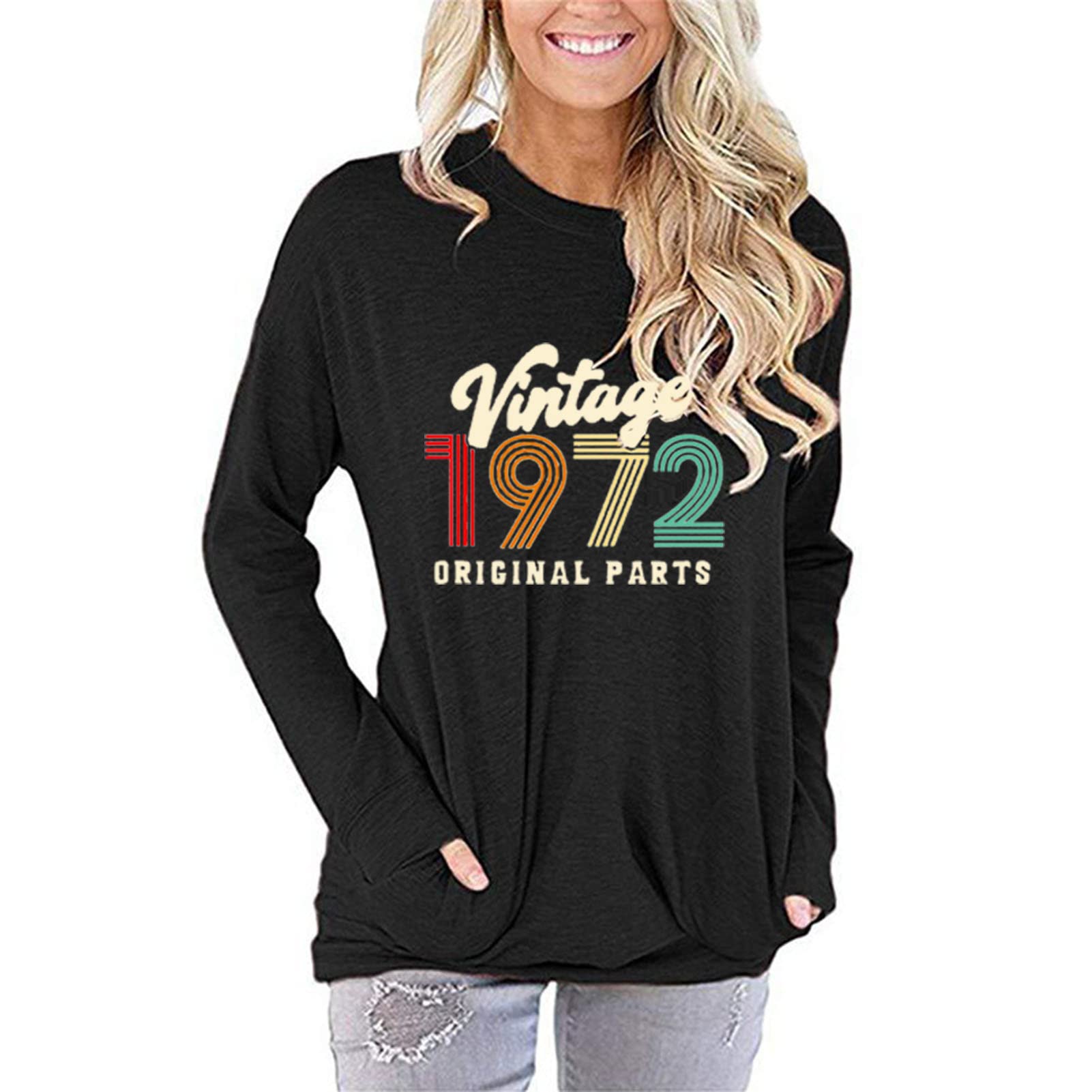 1972 Vintage Pullover Sweatshirt for Women - 50th Birthday Gift, Casual Blouse, Original Design | Perfect for Parties, Retro Fashion & Everyday Wear