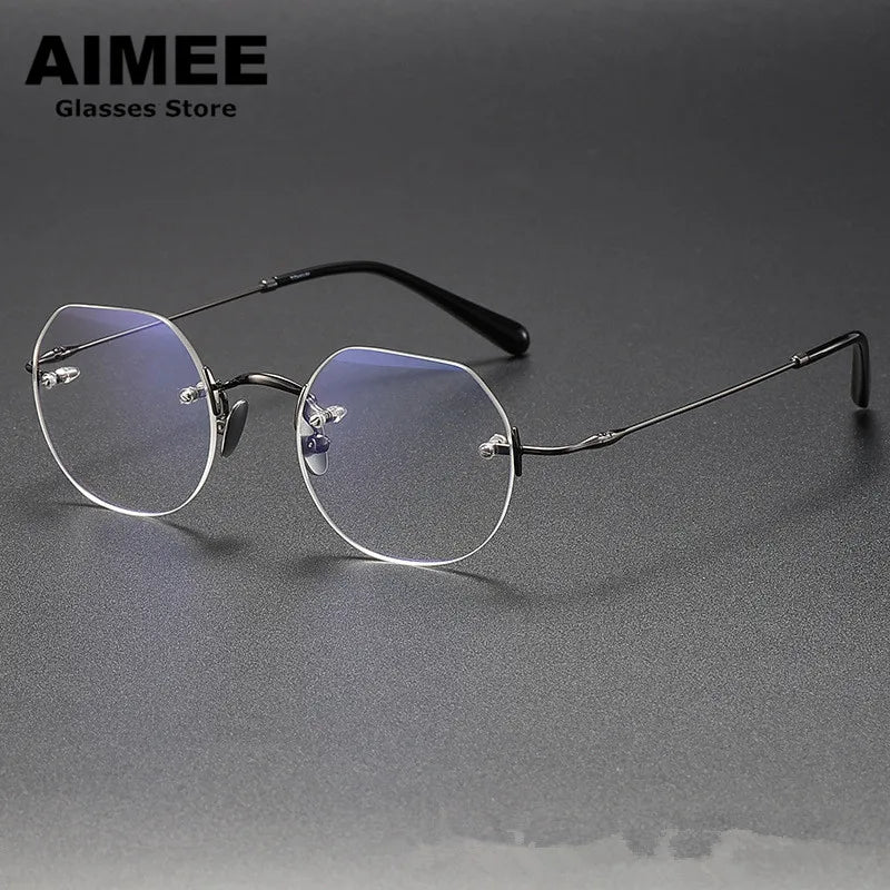 Aimee Women's Rimless Flat Top Polygon Titanium Eyeglasses Frame 19008 - Lightweight & Durable for Work, Reading & Fashion Accessories
