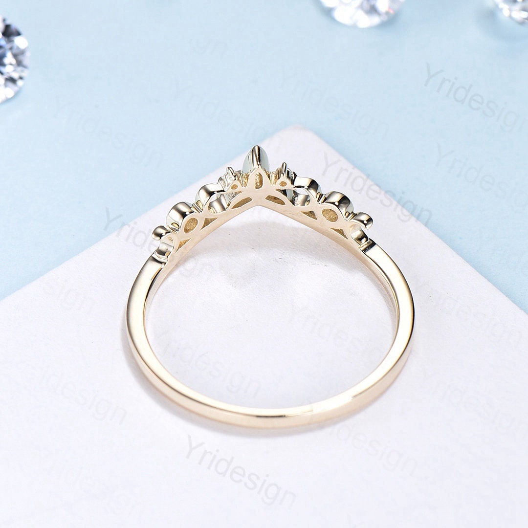 Celtic Knot Norse Viking Diamond Wedding Band for Women - Unique Curved Yellow Gold Stackable Anniversary Ring | Perfect for Weddings, Engagements & Gift Giving