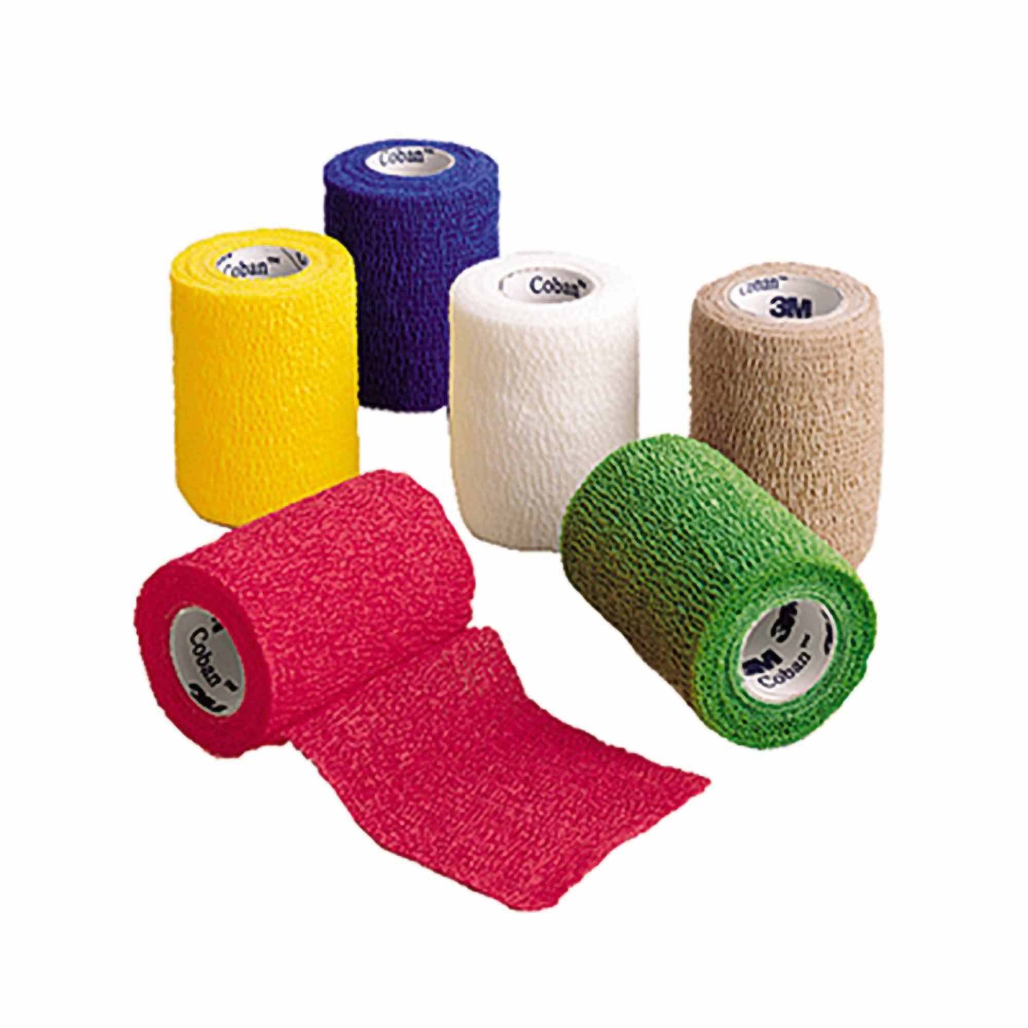 Coban Non Sterile Self Adhesive Wrap Bandage - 3 Inch x 5 Yards, Blue - First Aid, Sports Injury Support & Veterinary Use