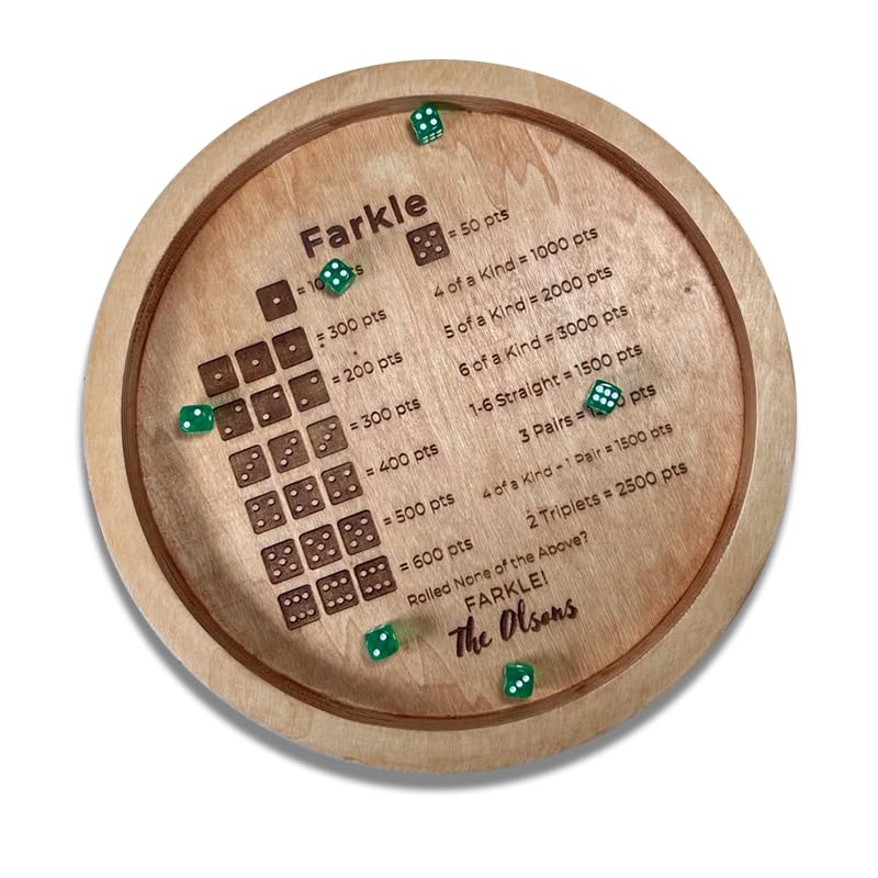 Personalized Wooden Dice Tray Set - 12 Dice for Farkle, Board Games & Family Party Gifts