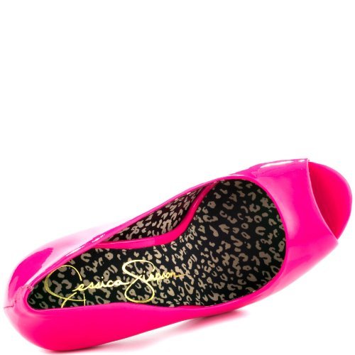 Jessica Simpson Saras Women's High Heel Sandals - Fluorescent Pink Patent Leather for Parties, Weddings & Evening Events
