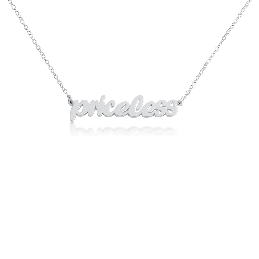 925 Sterling Silver Script Word 'Priceless' Charm Pendant Necklace for Women - Elegant Statement Jewelry Gift for Birthday, Anniversary & Special Occasions