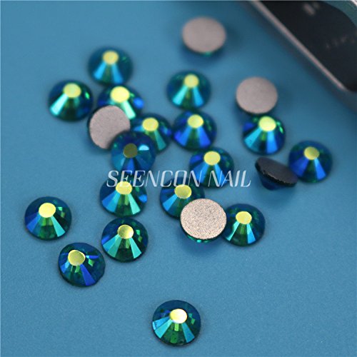 1440pcs Aquamarine AB & Lake Blue AB Flat Back Glitter Nail Stones - Non Hotfix Rhinestones for DIY 3D Nail Art, Phone Decorations (SS6 Size) - Perfect for Nail Salons, Home Manicures & Craft Projects