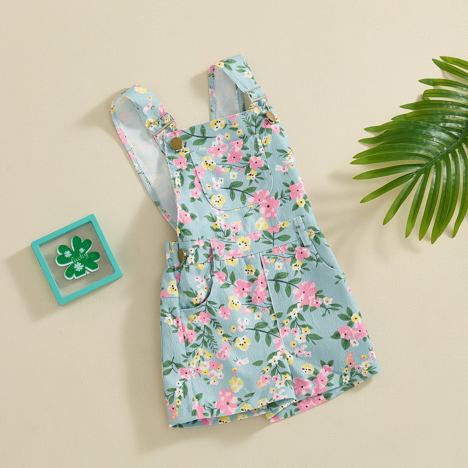 Adorable Toddler Baby Girls' Floral Jumpsuit - Sleeveless Suspenders Romper Overall Shorts for Summer | Perfect for Playdates, Beach Outings & Family Photos