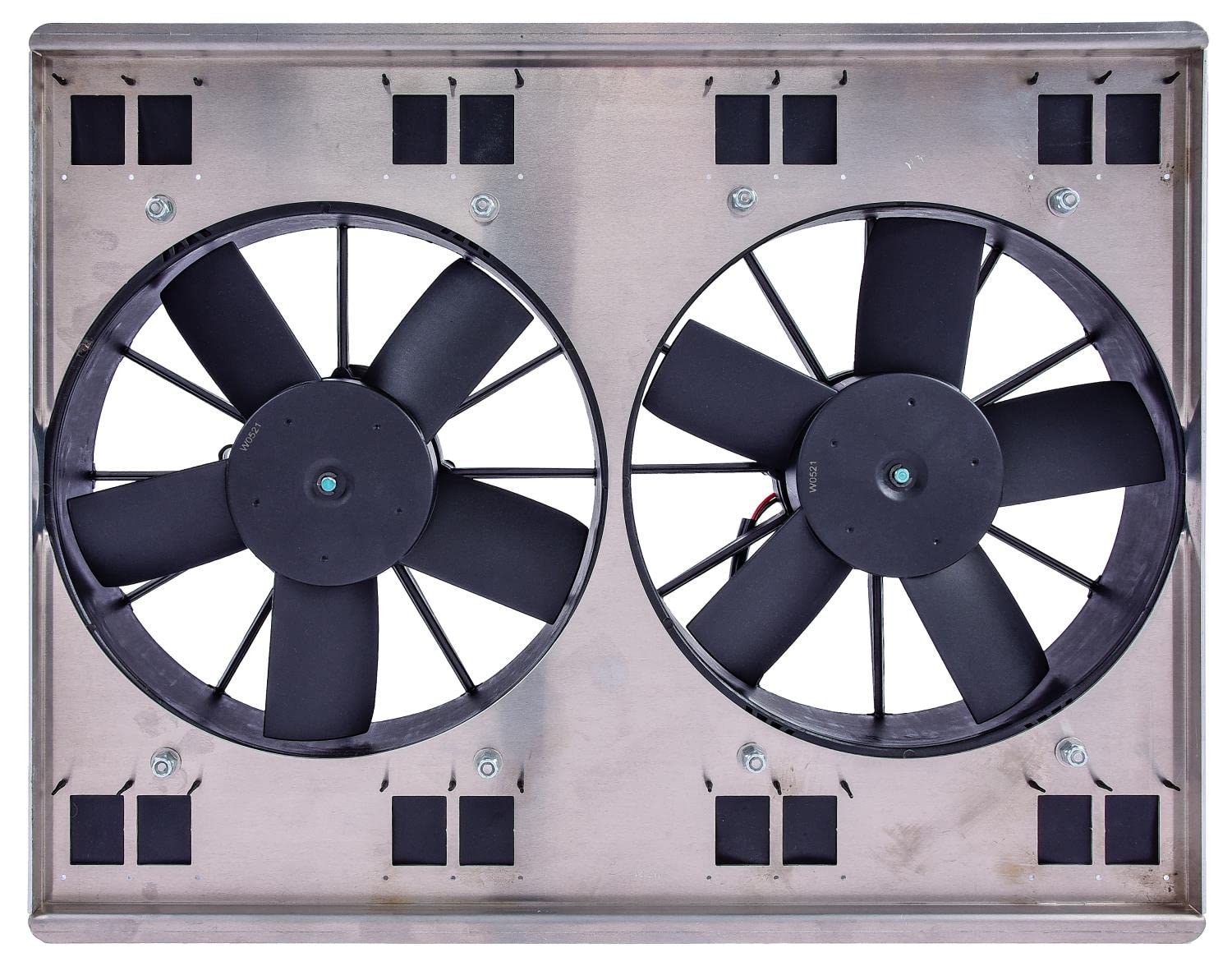 JEGS 53520 High Performance Dual Electric Cooling Fans with Aluminum Shroud - 11 Inch Diameter - Perfect for Automotive Radiator Cooling & Engine Temperature Control