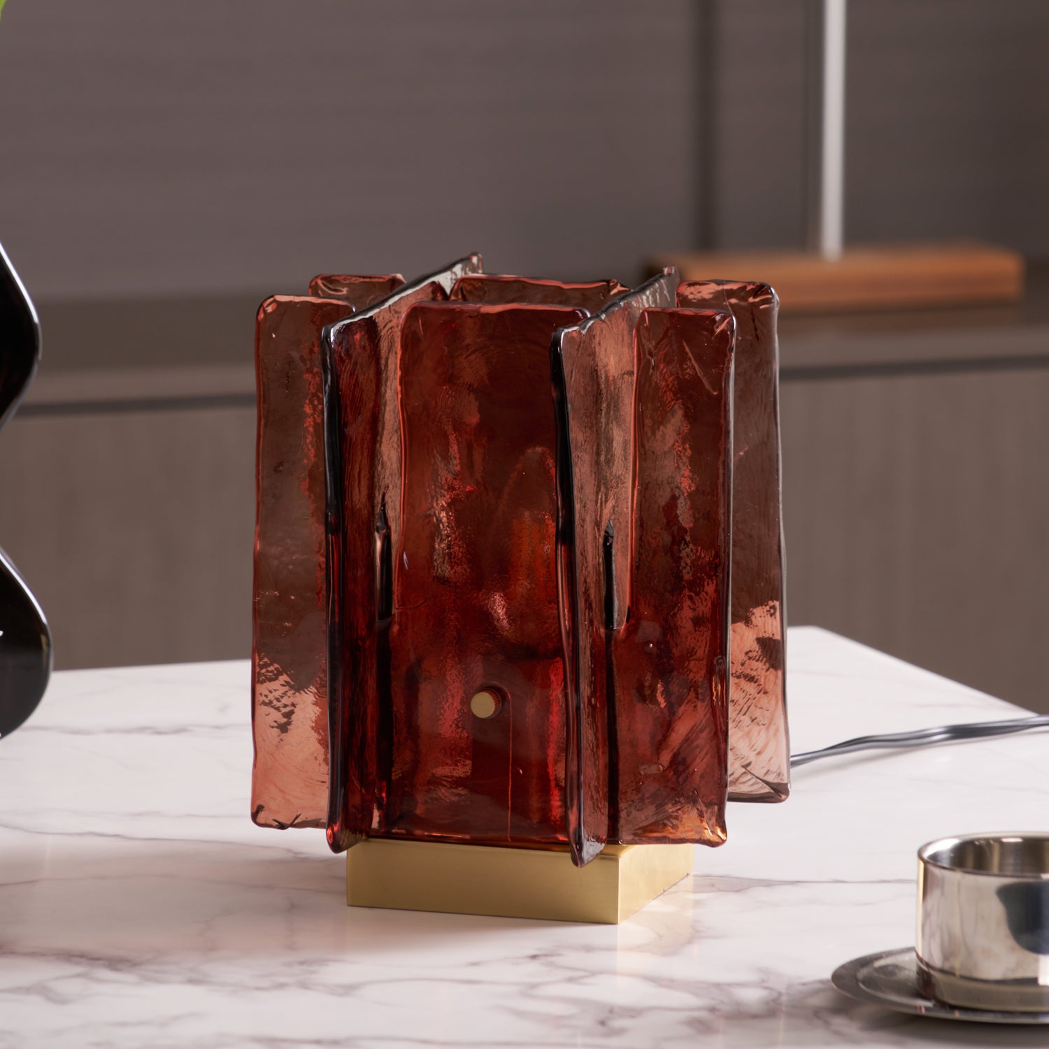 Amber LED Building Block Table Lamp - Modern Nightstand Light for Bedroom, Office, and Kids Room Decor - Perfect for Reading, Relaxing, and Creating Cozy Atmosphere