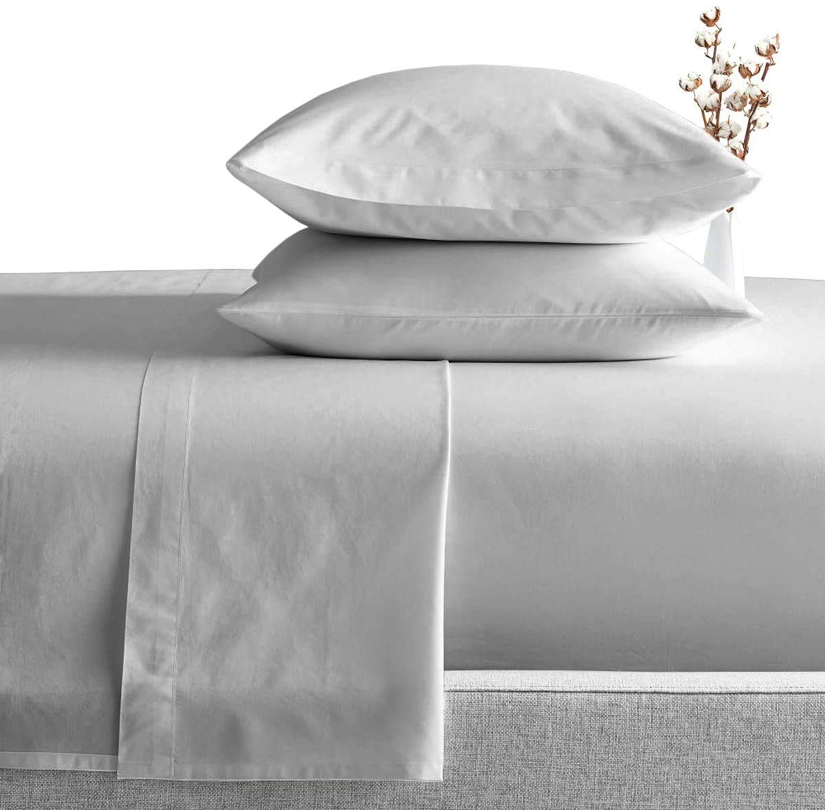 Premium Egyptian Giza Cotton 6-Piece Sheet Set - Short Queen Size, 100% Breathable Luxury Bedding in Soft Grey for Ultimate Comfort | Perfect for Guest Rooms, Dorms & RVs