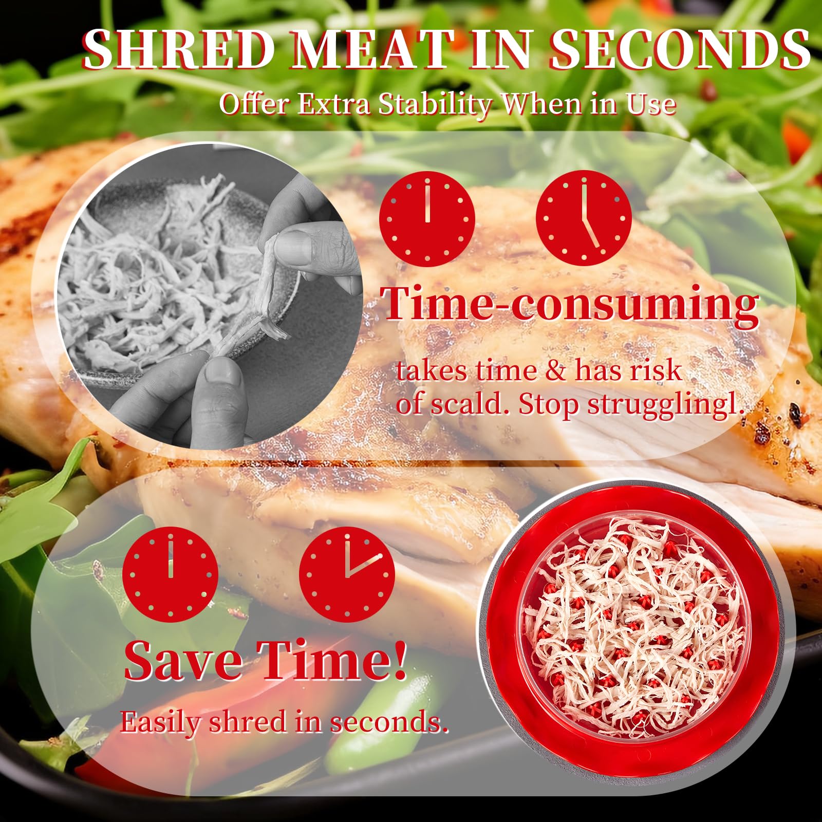 Chicken Shredder Tool - Ergonomic Handle, Dishwasher Safe for Easy Cooking