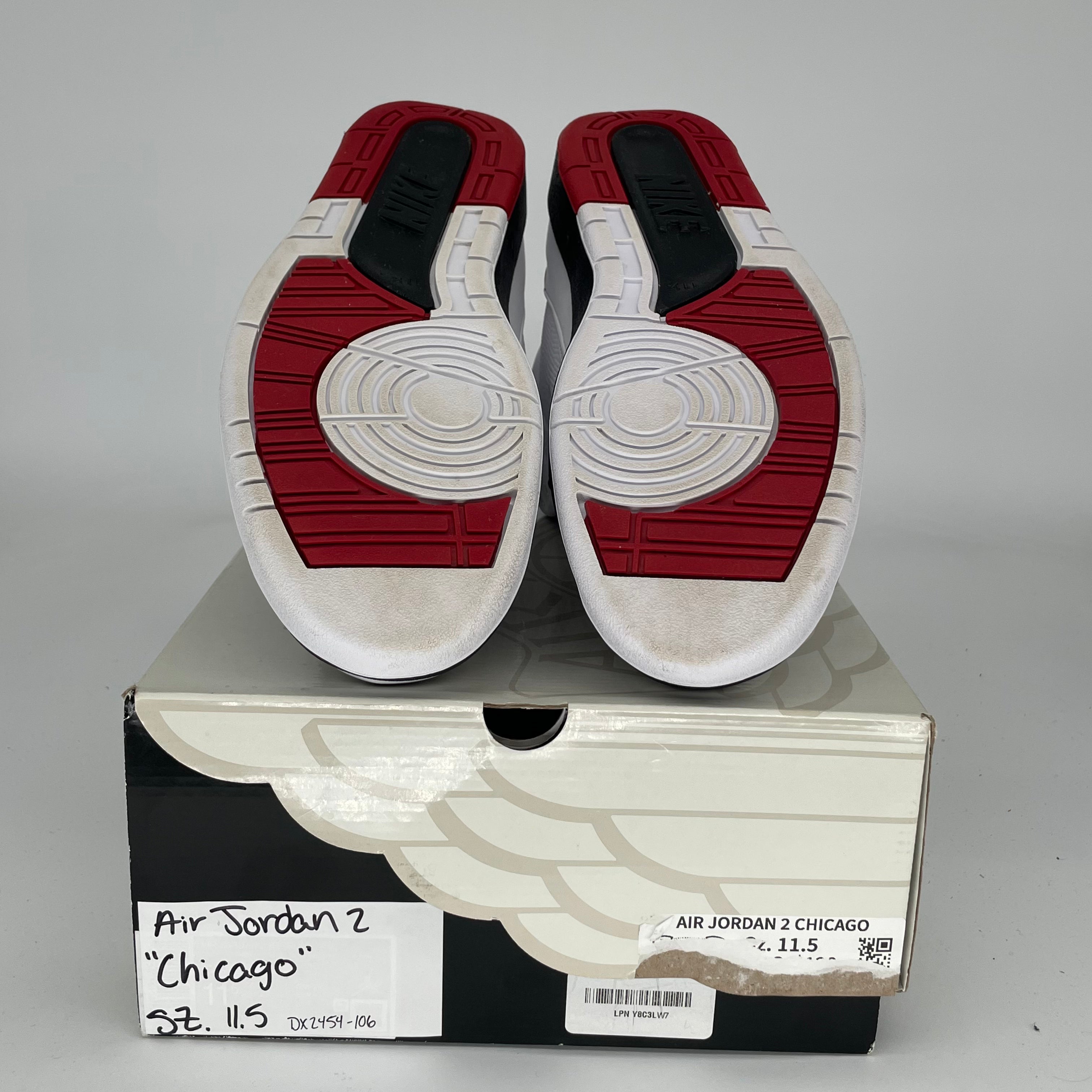 Original Air Jordan 2 Retro Chicago Men's Basketball Shoes Size 11.5 DX2454-106 - Perfect for Streetwear & Sneaker Collectors