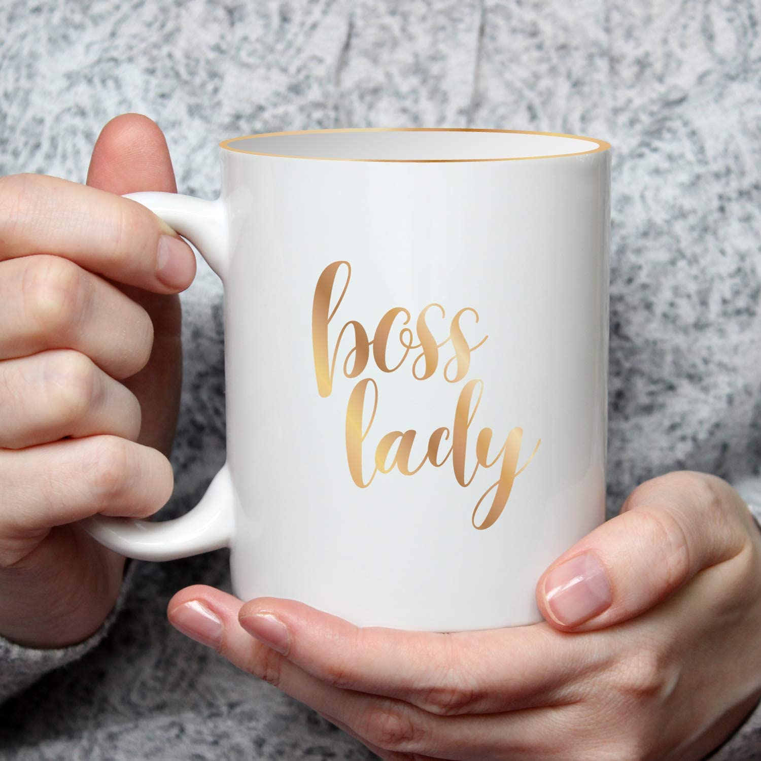 Boss Lady Gold Coffee Mug - 15oz Ceramic Office Mug for Women, Unique Shiny Gold Gift for Coworkers & Boss - Perfect for Office, Home & Corporate Gifts