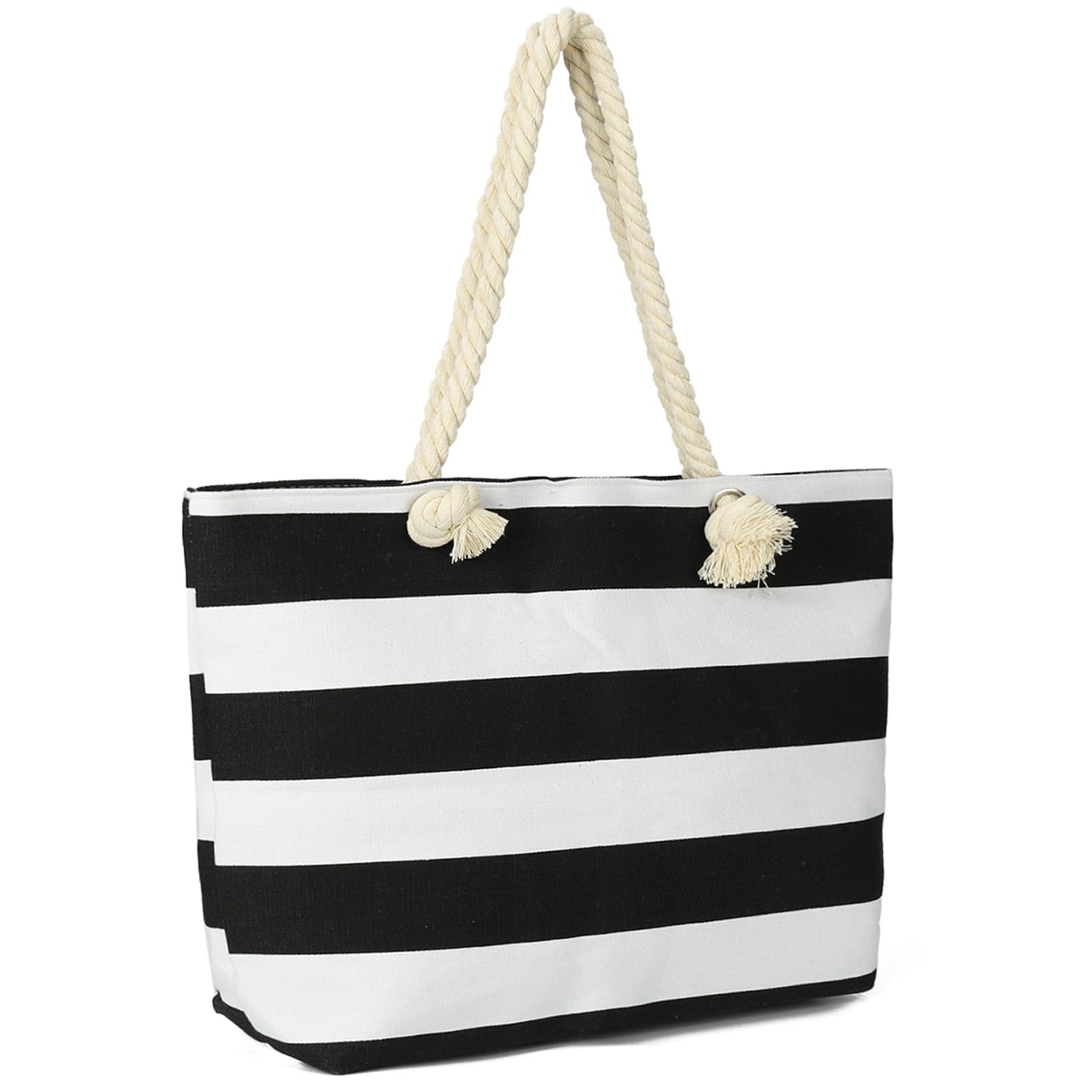 LAVTUG Waterproof Canvas Beach Tote Bag for Women - Large Zippered Travel Tote, Reusable Grocery Shopping Bag | Perfect for Beach Trips, Poolside Lounging & Weekend Getaways