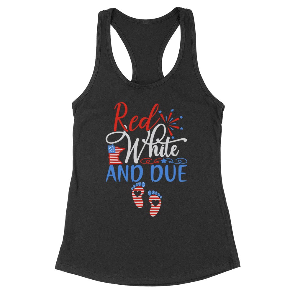 Pregnancy Tank Top for Women - Red & White Racerback Maternity Shirt for Baby Showers, Gender Reveals & Comfortable Everyday Wear