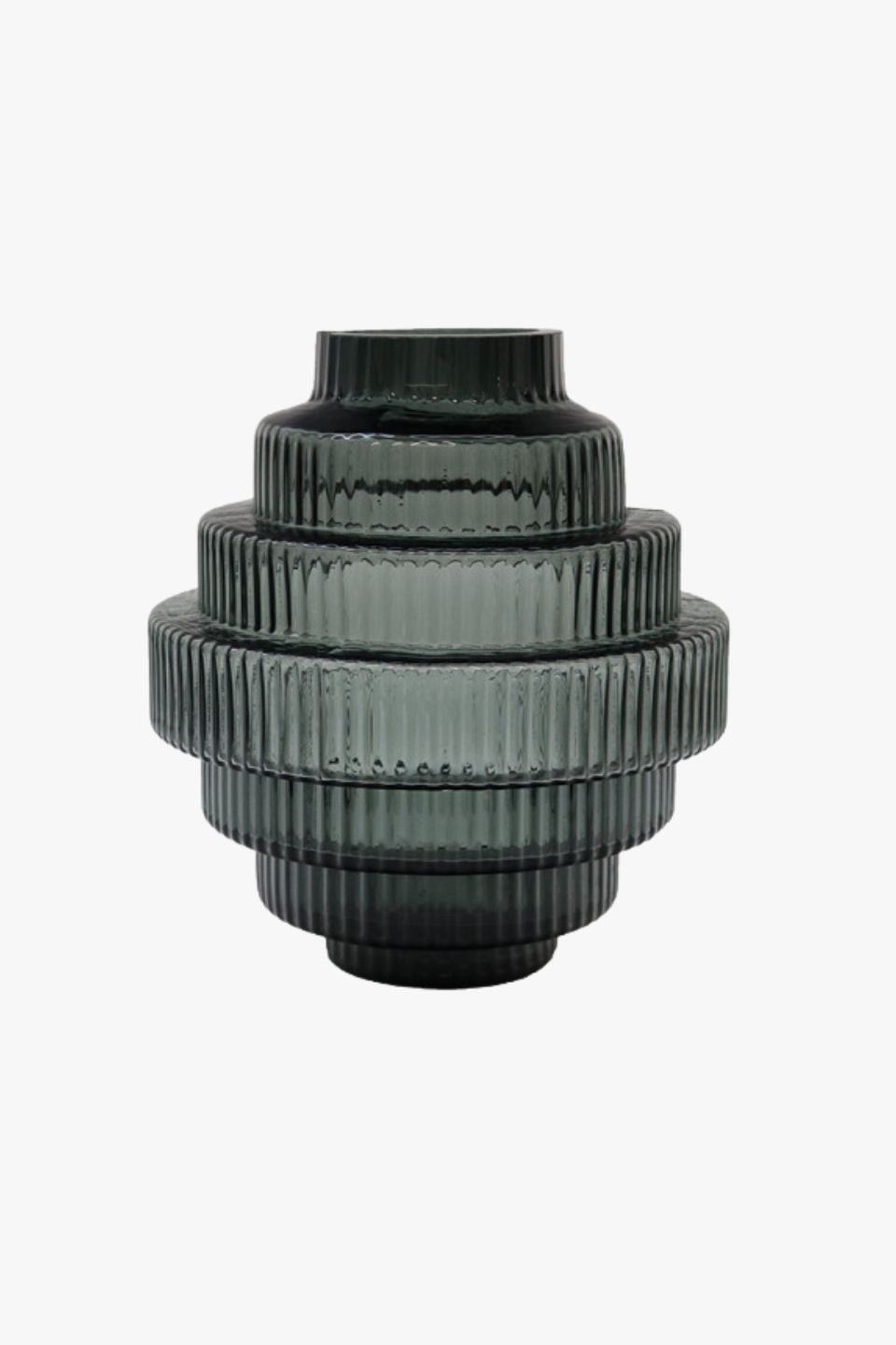 Glass Smoke Tiered Vase - Small Size 15x15x18cm for Home Decor, Wedding Centerpieces & Floral Arrangements