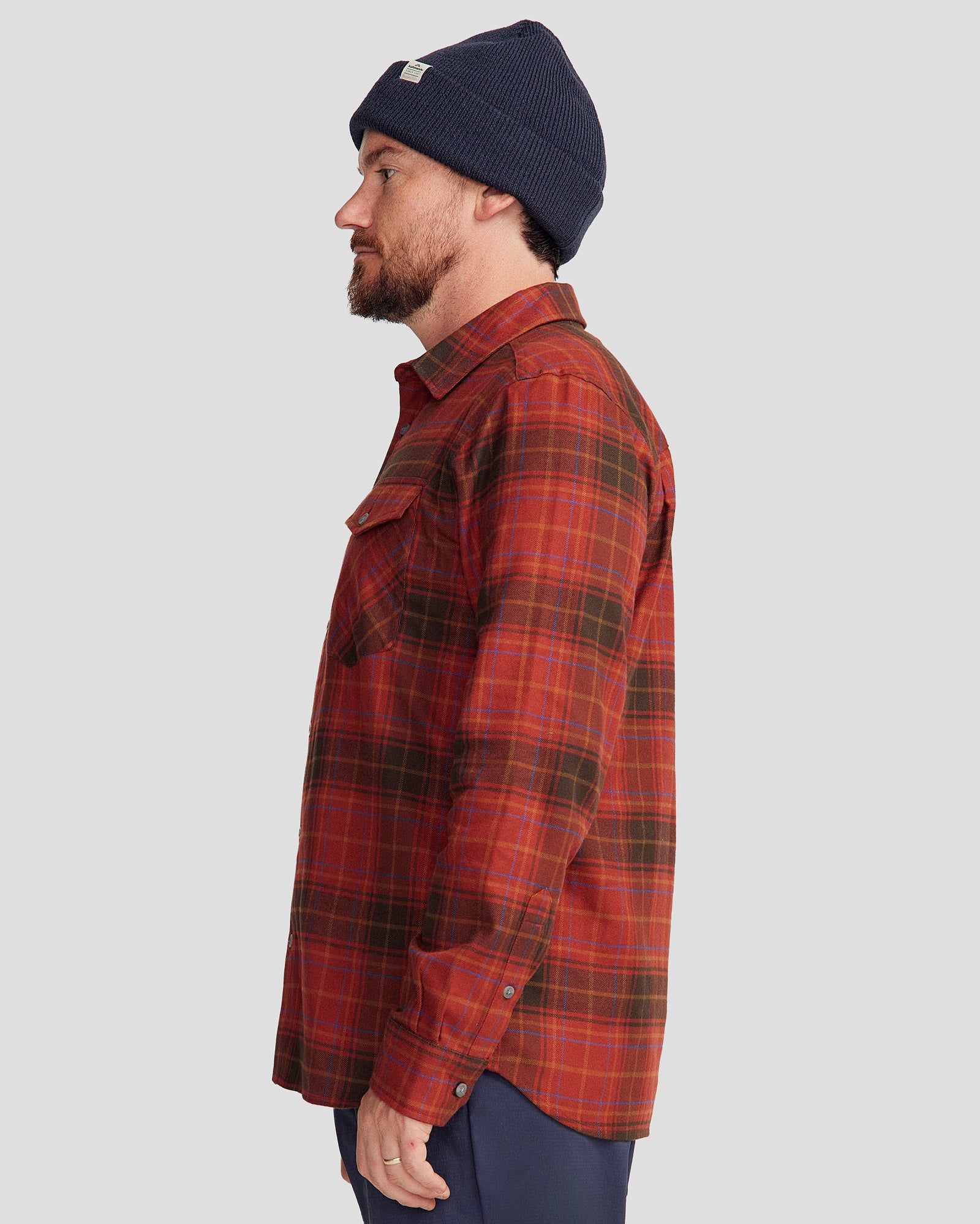 Men's Carrillon HF Long Sleeve Shirt - Hillside Plaid Redwood Flannel Shirt for Casual Wear & Outdoor Activities