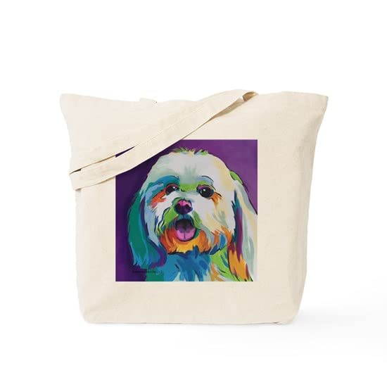 **Dash The Pop Art Dog Tote Bag - Natural Canvas Reusable Shopping Bag for Groceries, Beach & Everyday Use**