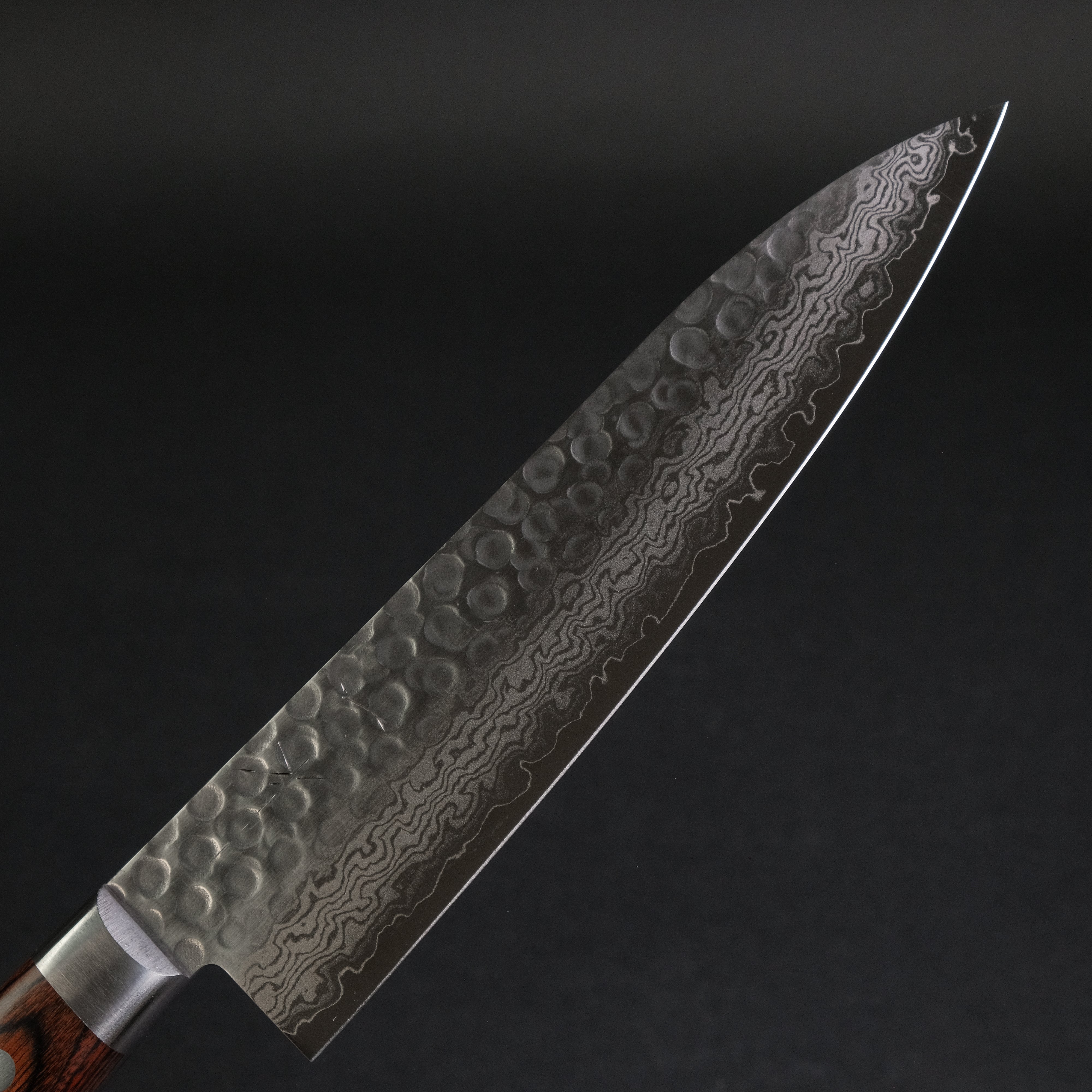 Hitohira HG Tsuchime Damascus Gyuto 180mm Japanese Chef Knife with Imitation Mahogany Handle - Perfect for Slicing, Dicing, and Precision Cooking in Professional Kitchens
