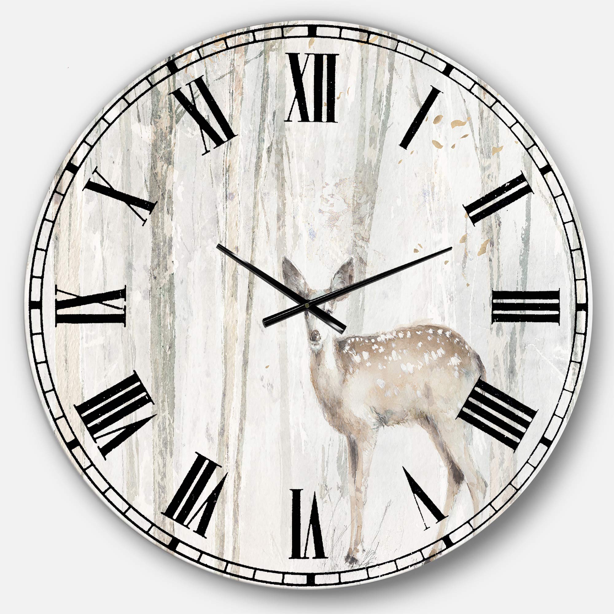 Designart Woodland Walk Forest Traditional Round Wall Clock - Metal Home Decor for Living Room, Bedroom, Office | Nature-Inspired Rustic Wall Art for Cozy Spaces & Cabin Decor