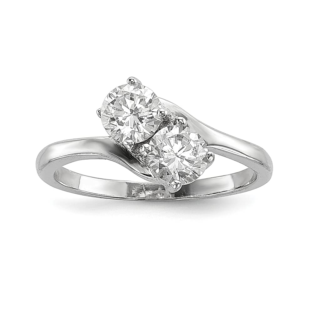 925 Sterling Silver Cubic Zirconia Two Stone Band Ring for Women | Elegant Stackable Wedding & Anniversary Jewelry Gift for Her | Perfect for Date Nights & Special Occasions