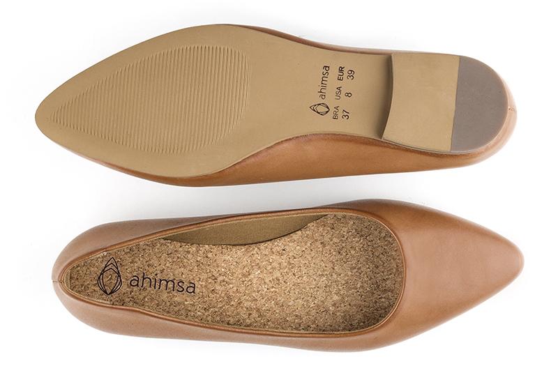 Ahimsa Vegan Leather Tan Diana Flats - Comfortable & Stylish Women's Ballet Flats for Work, Office & Casual Wear