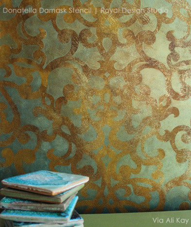 Donatella Damask Stencil - Reusable Wall Stencils for Painting, DIY Home Decor, Furniture & Crafts | Perfect for Bedroom, Living Room, and Wedding Decorations