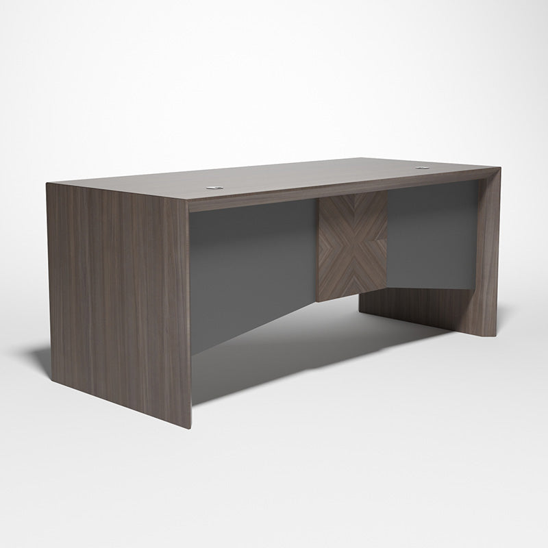 MONTE 180cm Executive Desk with Reversible Mobile Return - Hazelnut & Grey Finish - Modern Office Desk for Home & Business Workspaces