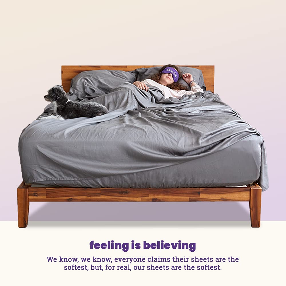 Sheets & Giggles 100% Eucalyptus Lyocell Bed Sheet Set - Hypoallergenic, Breathable & Cooling Sheets for Hot Sleepers - Moisture Wicking, Temperature Regulating, Ultra Soft All-Season Bedding - Perfect for Master Bedroom, Guest Room & Dorm Use
