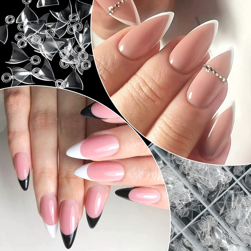 600Pcs Clear Acrylic Nail Tips - Stiletto French Fake Nails with Storage Box (12 Sizes) for DIY Nail Art - Perfect for Salon, Home Manicure & Nail Extension