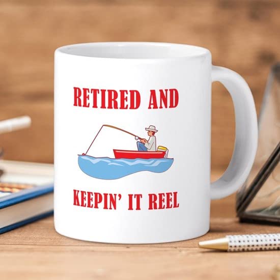 Funny Fishing Retirement Coffee Mug - 20 oz Large Ceramic Mega Mug for Coffee, Tea & Hot Drinks - Perfect Gift for Retirees & Fishing Enthusiasts