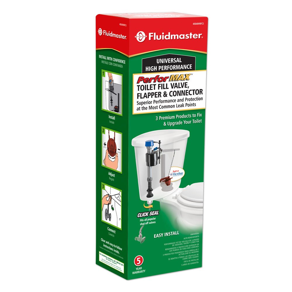 Fluidmaster 400ARHRFCS Universal High Performance Toilet Fill Valve Repair Kit with 2-Inch Flapper & 12-Inch Click Seal Connector - Perfect for Leaky Toilet Fixes, Bathroom Renovations & DIY Plumbing Projects